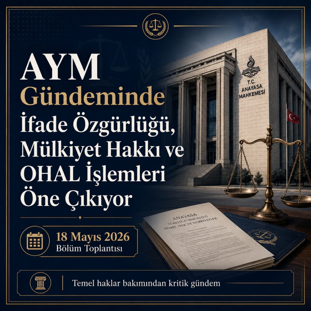Anayasa Mahkemesi’nin Bu Haftaki Gündeminde İfade Özgürlüğü, Mülkiyet Hakkı ve OHAL İşlemleri Öne Çıkıyor