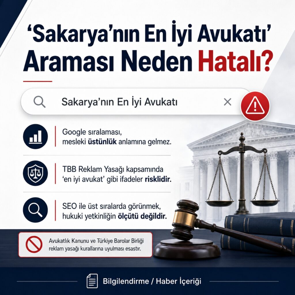 “Sakarya’nın En İyi Avukatı” Araması Neden Yanıltıcı? SEO Sıralaması Hukuki Yetkinlik Göstergesi Değildir